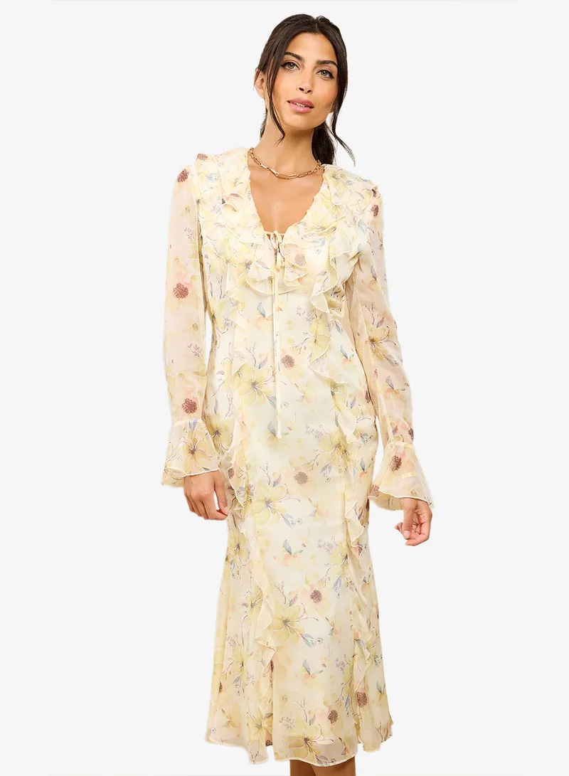 Little Mistress  Floral Chiffon Midi Dress for Women | Best Price UAE
